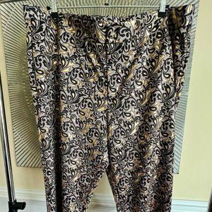 Ashley Stewart Beautiful Gold/Black Pattern Formal Work Slacks Pants Plus 26W